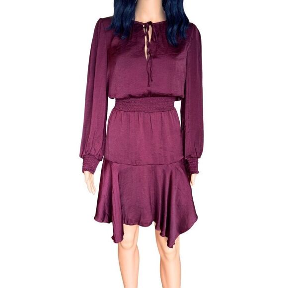 NWT Sam Edelman Tie Neck Smocked Waist Mini Dress - Picture 3 of 7